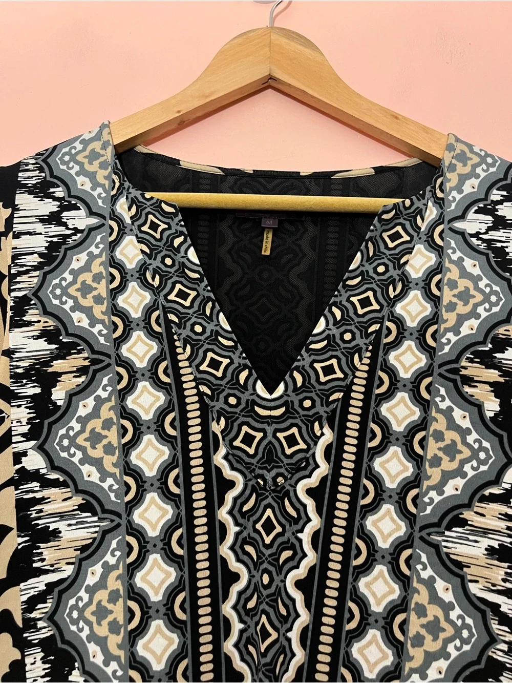 Hale Bob Aztec Patterned Jersey Shift Mini Dress Medium